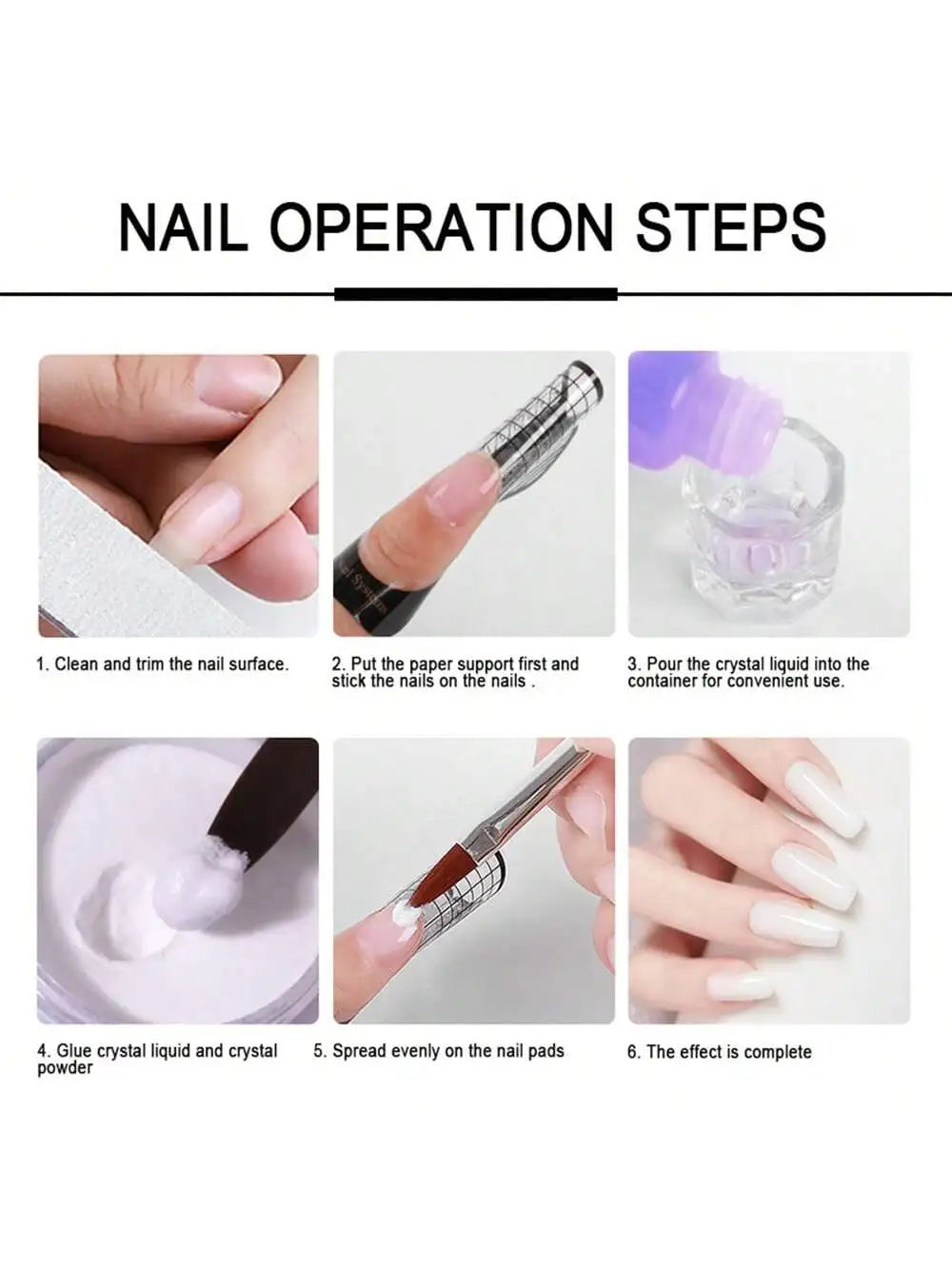 Professional Acrylic Nail Art Kit Complete Gel Nail Polish Powder Set for Manicures White Clear Pink Extension Nails All Needed