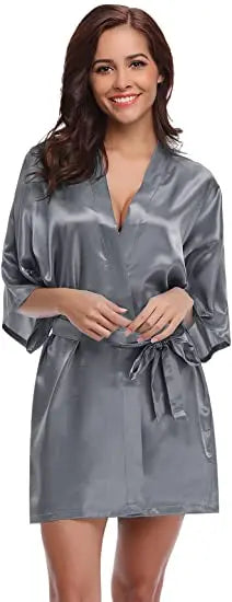 Green Nightgown Solid Color Kimono Lady Elegant Bathrobe Satin Homewear Wedding Bridal Gift Sleepwear Sexy Intimate Lingerie