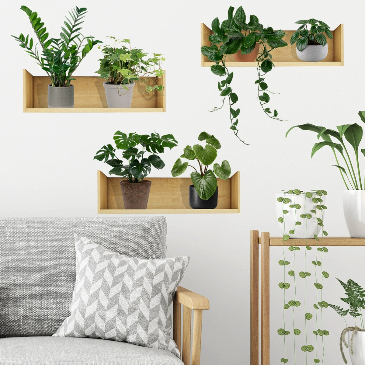 Vertical Self-Adhesive Entrance Painting Bonsai Artificial Green Plant