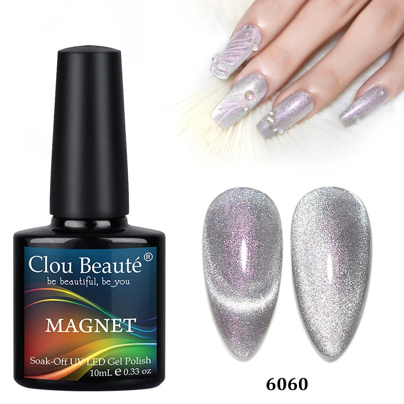 Clou Beaute Red Green Crystal Cat Eye Magnetic Gel Nail Polish 9D Galaxy Effect Holographic Reflective UV LED Varnish Nail Art