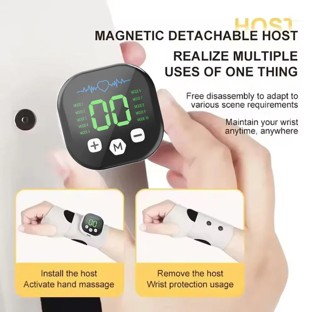 EMS Electric Wrist Hand Massager Usb Rechargeable Vibration Massage Wrist Adjustable Wrist for Carpal Tunnel Fatigue Relief