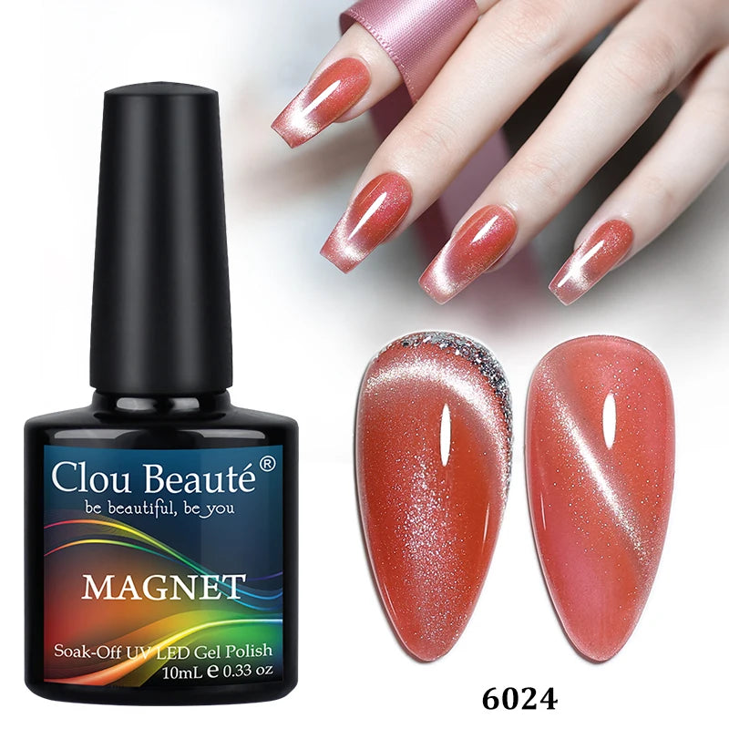 Clou Beaute Red Green Crystal Cat Eye Magnetic Gel Nail Polish 9D Galaxy Effect Holographic Reflective UV LED Varnish Nail Art