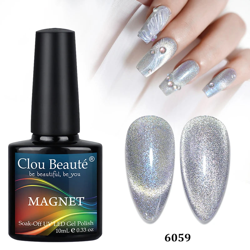 Clou Beaute Red Green Crystal Cat Eye Magnetic Gel Nail Polish 9D Galaxy Effect Holographic Reflective UV LED Varnish Nail Art