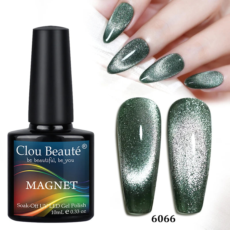 Clou Beaute Red Green Crystal Cat Eye Magnetic Gel Nail Polish 9D Galaxy Effect Holographic Reflective UV LED Varnish Nail Art