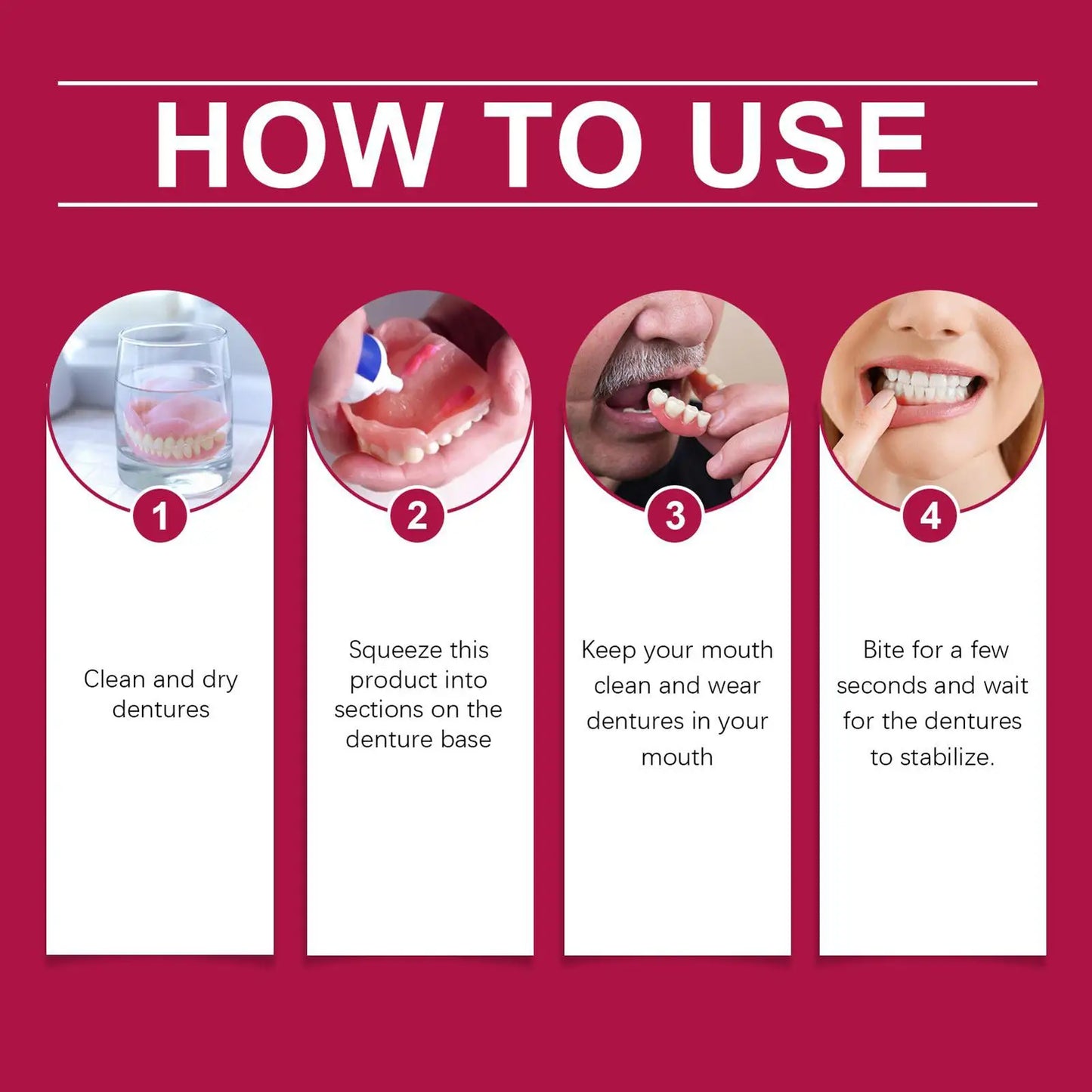Thermoplastic Denture Adhesive 28g Denture Grip Adhesive Long-Lasting Soft Reliner Tooth Glue for Daily Women Men Adults