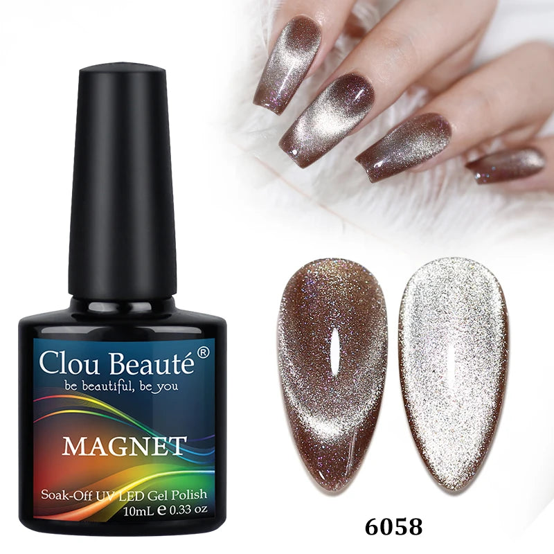 Clou Beaute Red Green Crystal Cat Eye Magnetic Gel Nail Polish 9D Galaxy Effect Holographic Reflective UV LED Varnish Nail Art