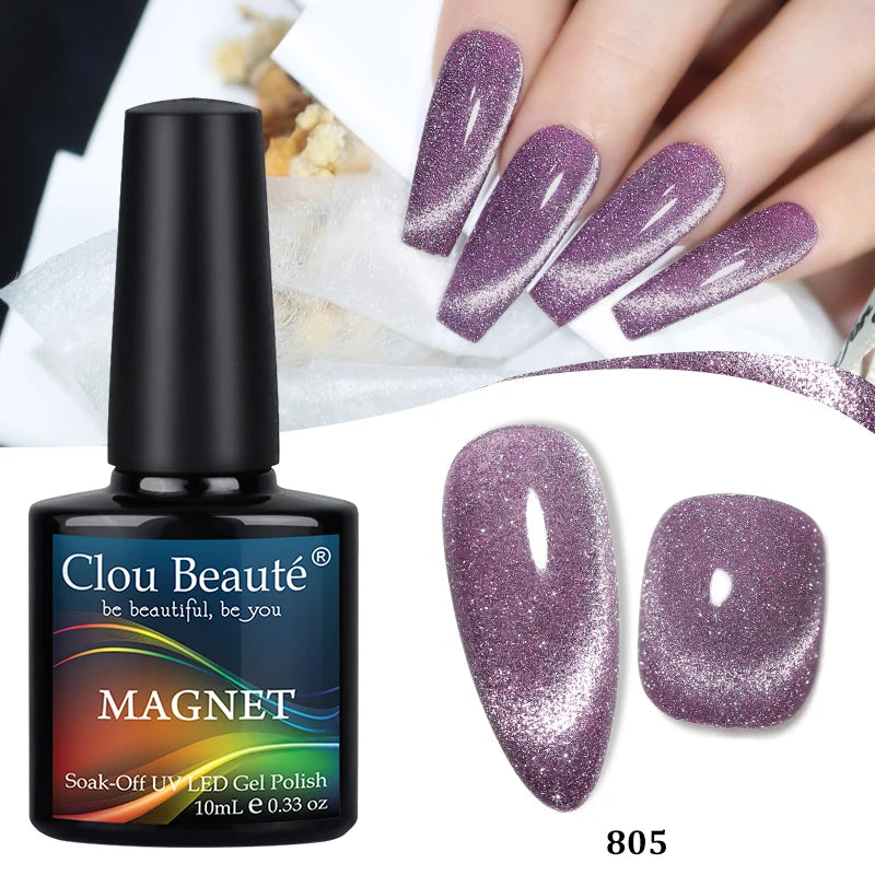 Clou Beaute Red Green Crystal Cat Eye Magnetic Gel Nail Polish 9D Galaxy Effect Holographic Reflective UV LED Varnish Nail Art