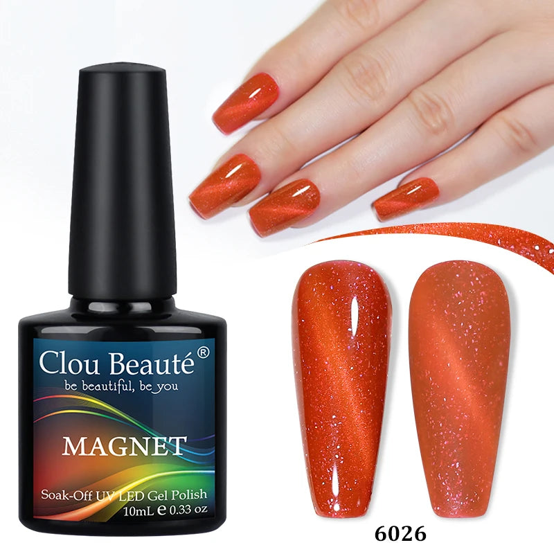 Clou Beaute Red Green Crystal Cat Eye Magnetic Gel Nail Polish 9D Galaxy Effect Holographic Reflective UV LED Varnish Nail Art