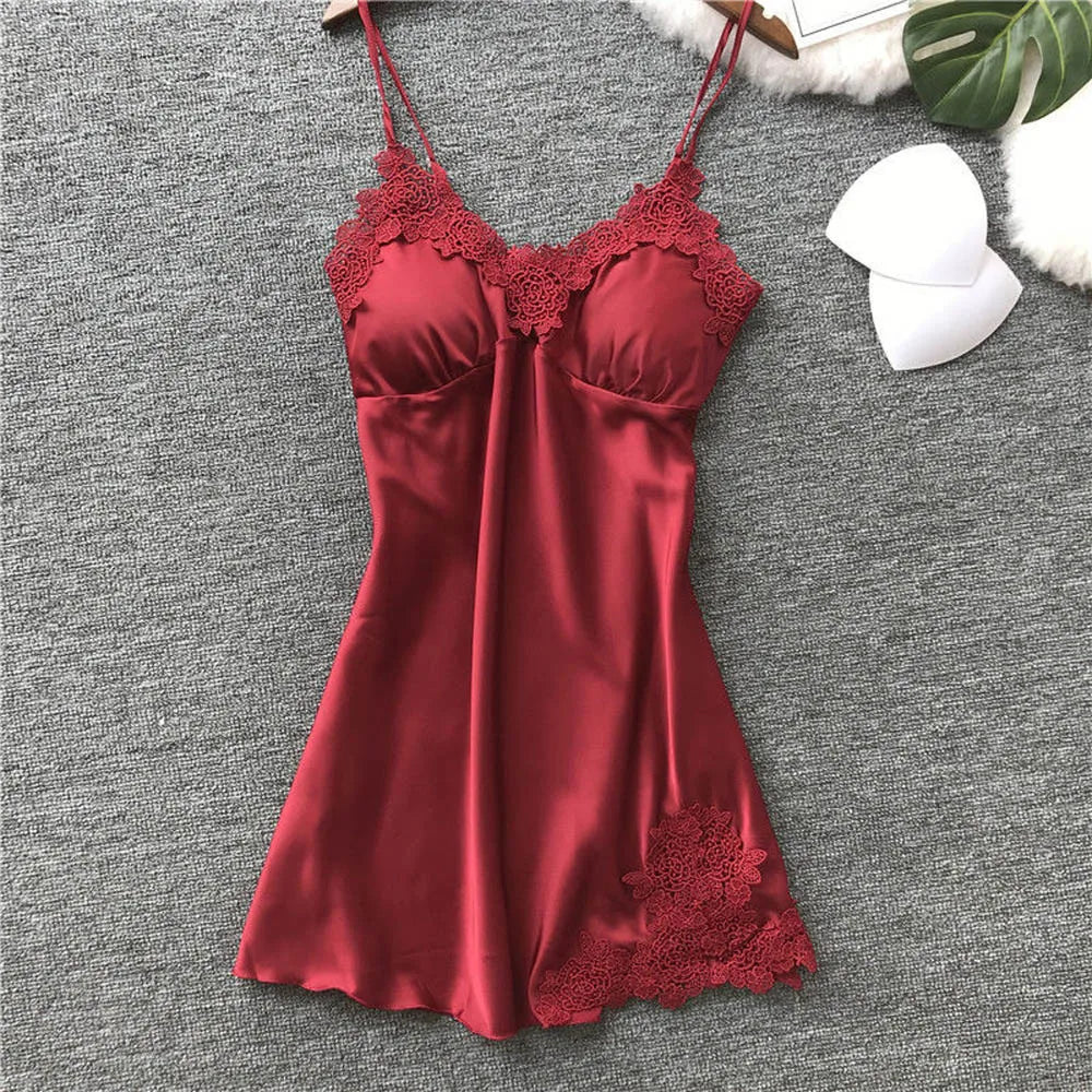 Sexy Lingerie Push up Underwear Lace Dress Robe Women Sleepwear Nightwear Pad Lingerie Sexy Garter Slip L