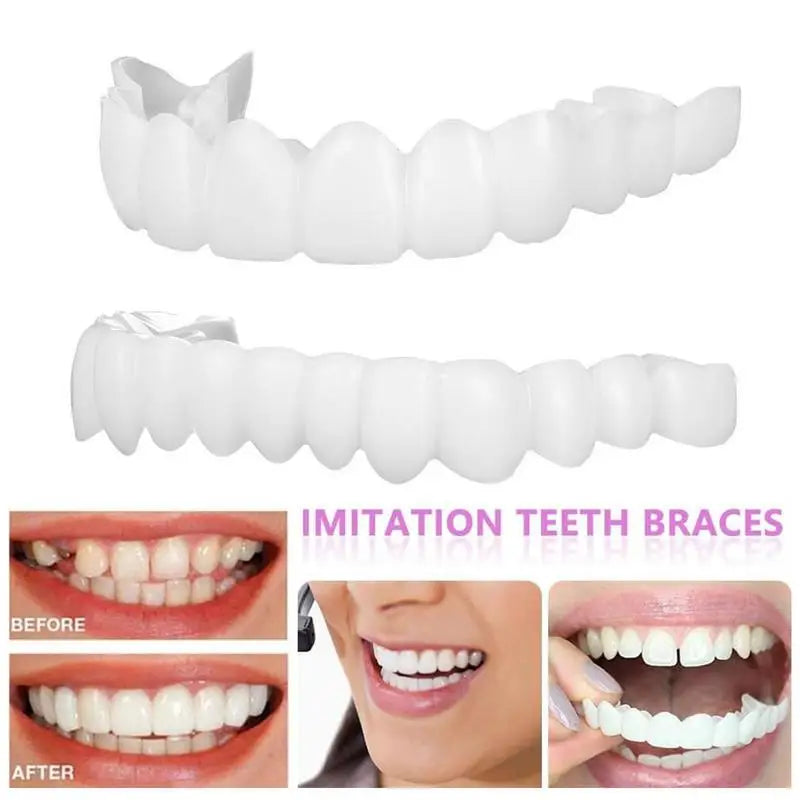 1 Pair Snap on Teeth Veneers Dentures for Men and Women Cover Fake Tooth Instant Confidence Smile Temporary Teeth Hygiene Tools