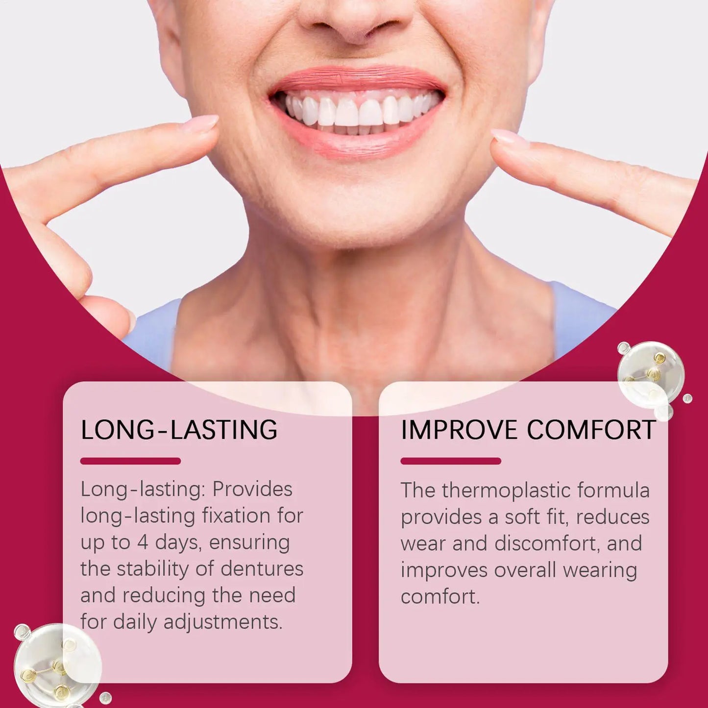 Thermoplastic Denture Adhesive 28g Denture Grip Adhesive Long-Lasting Soft Reliner Tooth Glue for Daily Women Men Adults
