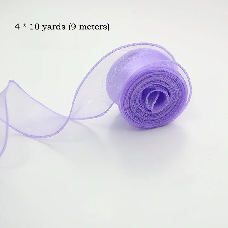 10 size/roll ribbon yarn satin for DIY handicraft gift wrapping decoration wedding bouquet wreath sewing supplies