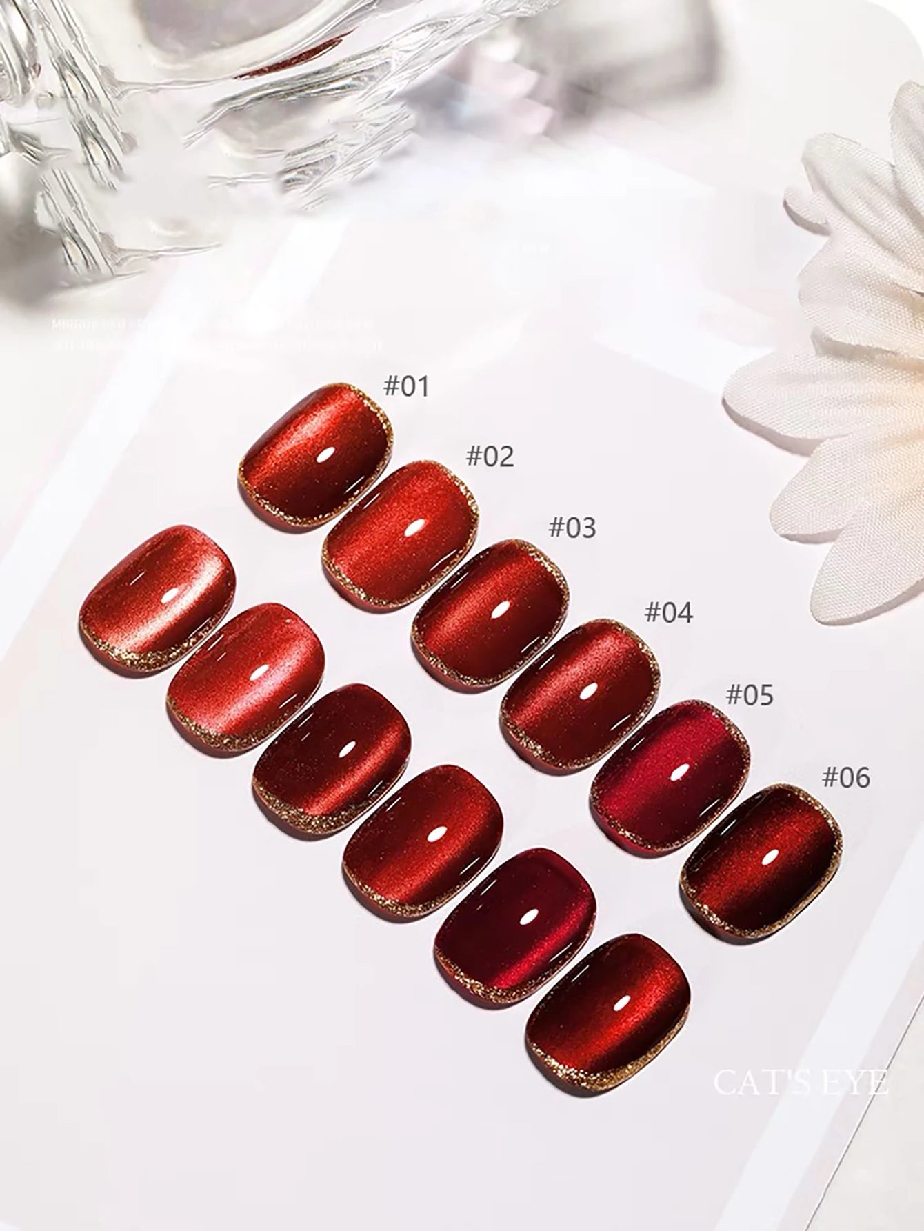 MIANEL 12ML 1-21PCS Red Ocean Cat Eye Gel Nail Polish 2025 Flash Glass Beads Cat Magnetic Gel Red Nails Blue Nails Summer Nails