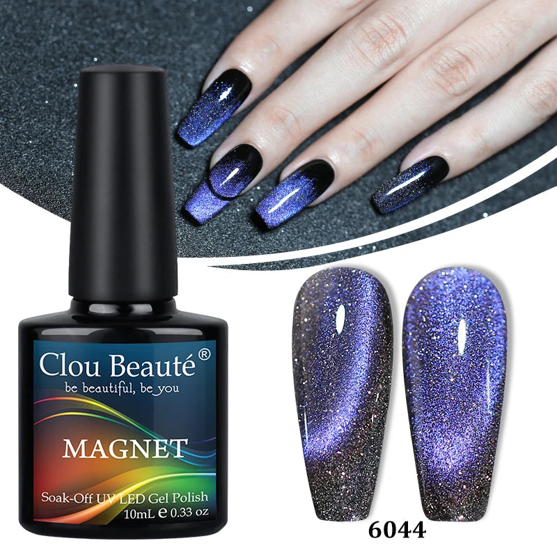 Clou Beaute Red Green Crystal Cat Eye Magnetic Gel Nail Polish 9D Galaxy Effect Holographic Reflective UV LED Varnish Nail Art
