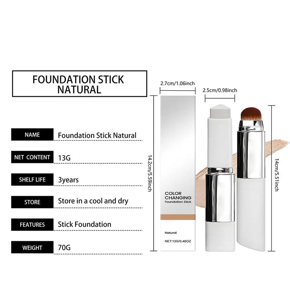 2-in-1 Color Changing Foundation Stick Lightweight Moisturizing Brightening Color Changing Foundation Makeup Base Cosmetics