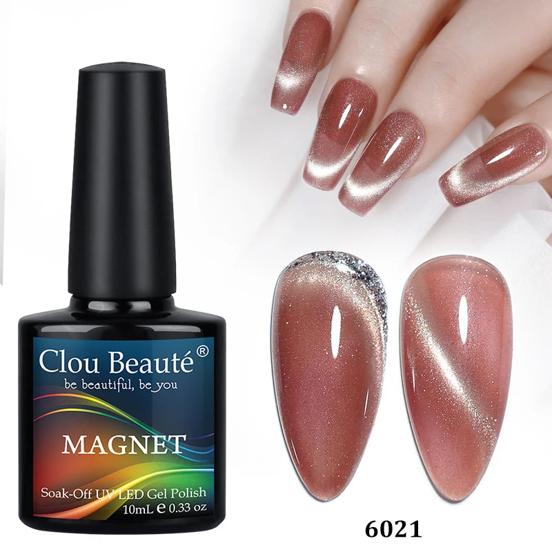 Clou Beaute Red Green Crystal Cat Eye Magnetic Gel Nail Polish 9D Galaxy Effect Holographic Reflective UV LED Varnish Nail Art