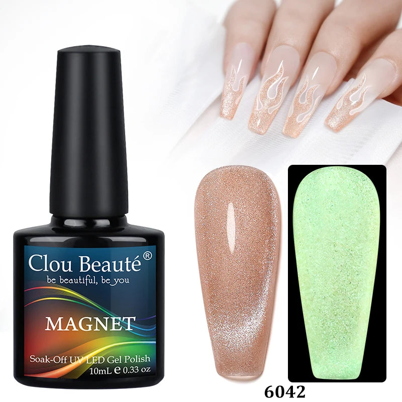 Clou Beaute Red Green Crystal Cat Eye Magnetic Gel Nail Polish 9D Galaxy Effect Holographic Reflective UV LED Varnish Nail Art