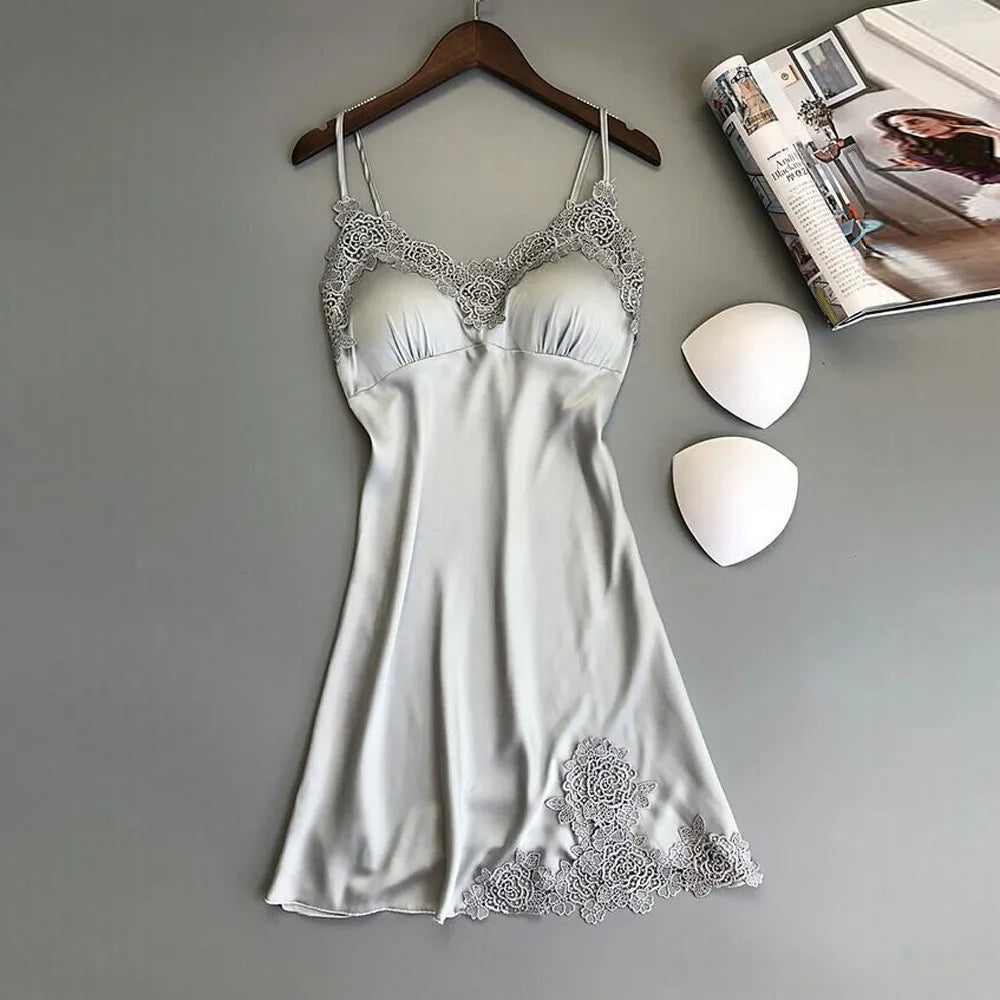 Sexy Lingerie Push up Underwear Lace Dress Robe Women Sleepwear Nightwear Pad Lingerie Sexy Garter Slip L
