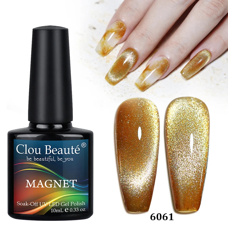 Clou Beaute Red Green Crystal Cat Eye Magnetic Gel Nail Polish 9D Galaxy Effect Holographic Reflective UV LED Varnish Nail Art