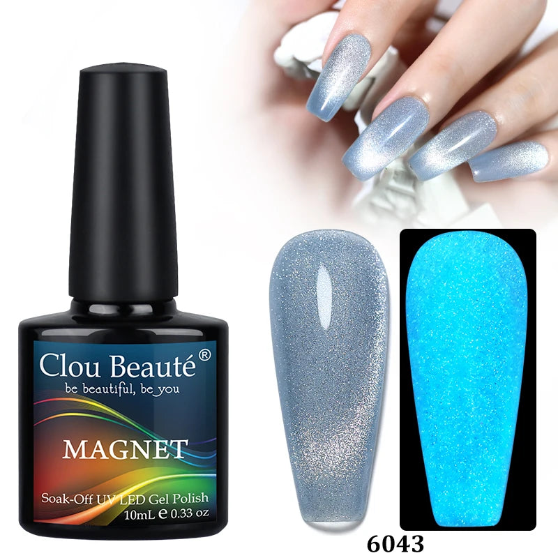 Clou Beaute Red Green Crystal Cat Eye Magnetic Gel Nail Polish 9D Galaxy Effect Holographic Reflective UV LED Varnish Nail Art