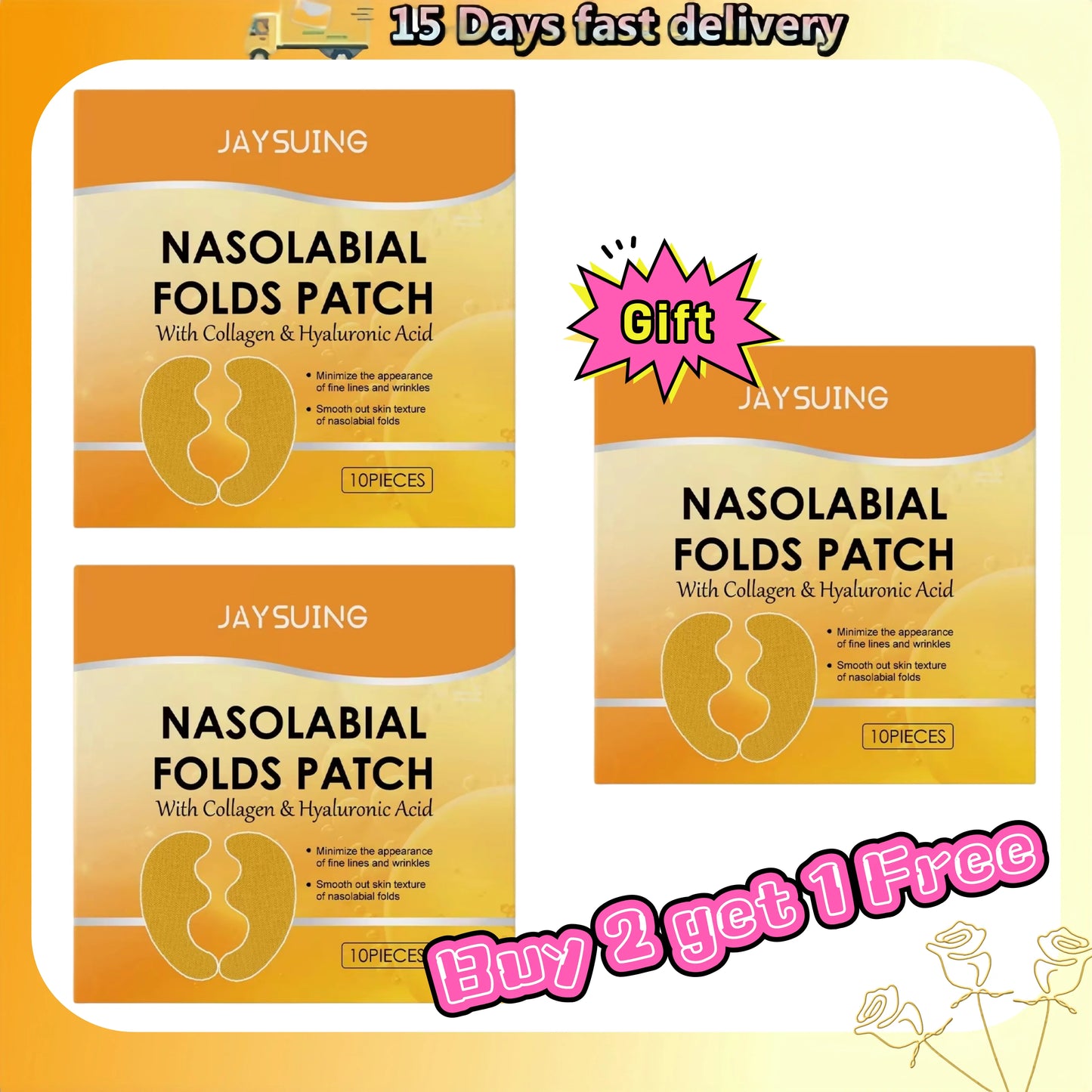 Nasolabial Folds Patch Contain Collagen Hyaluronic Acid Firming Skin Fade Fine Lines Deep Moisturizing Facial Mask Anti Wrinkle