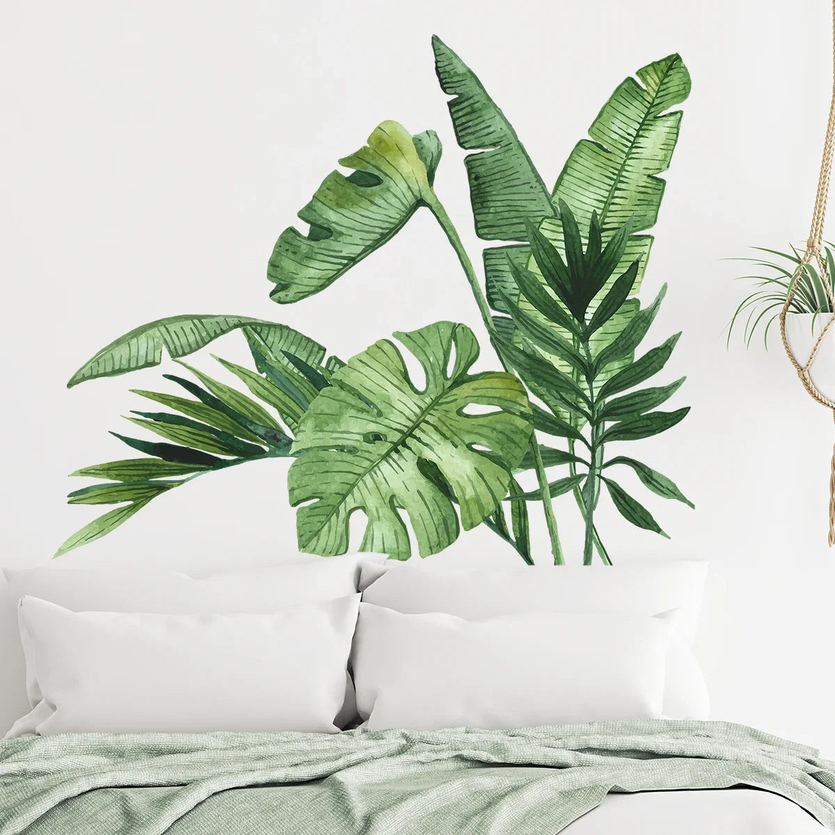Realistic Tropical Green Turtle Leaf Wall Stickers for Living Room Decor Children Room Bedroom Bathroom Decoration Wall Decals