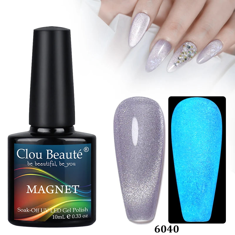 Clou Beaute Red Green Crystal Cat Eye Magnetic Gel Nail Polish 9D Galaxy Effect Holographic Reflective UV LED Varnish Nail Art