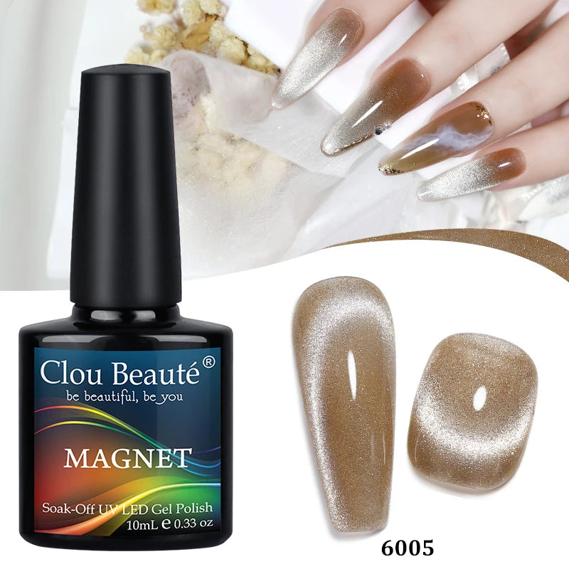 Clou Beaute Red Green Crystal Cat Eye Magnetic Gel Nail Polish 9D Galaxy Effect Holographic Reflective UV LED Varnish Nail Art