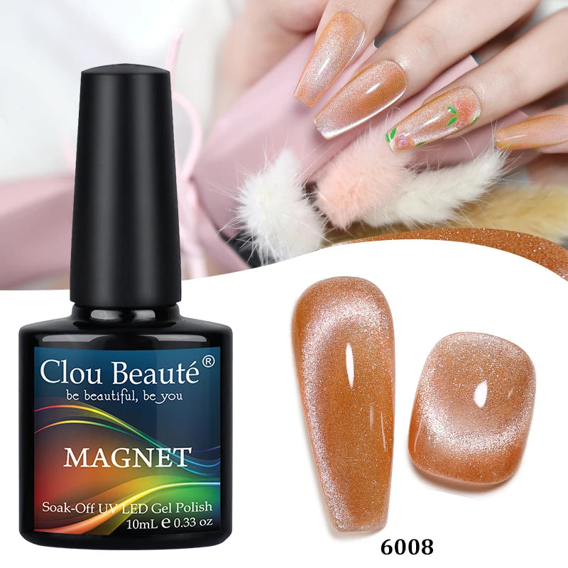 Clou Beaute Red Green Crystal Cat Eye Magnetic Gel Nail Polish 9D Galaxy Effect Holographic Reflective UV LED Varnish Nail Art