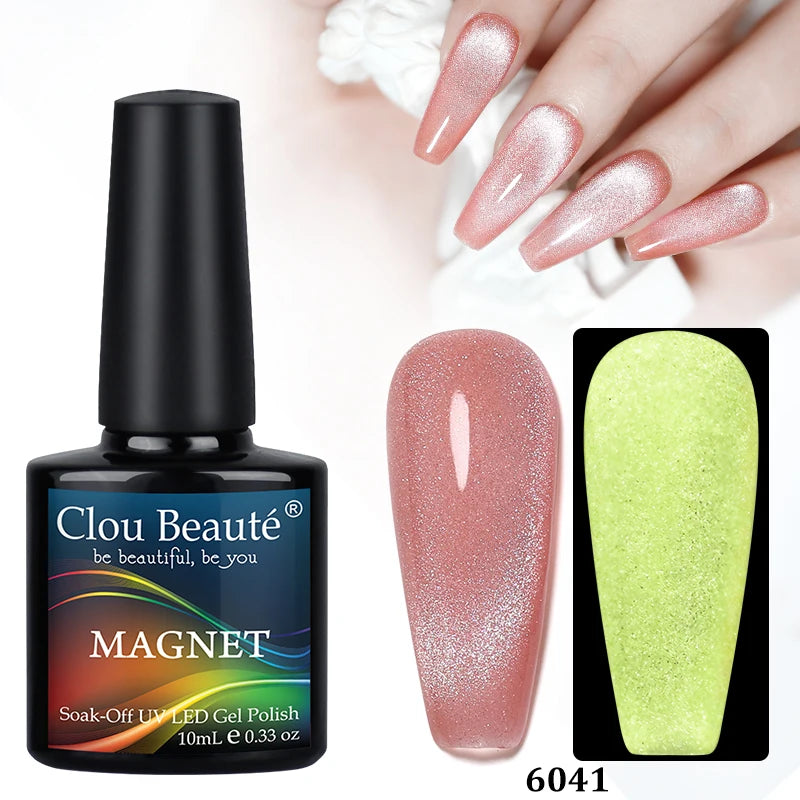 Clou Beaute Red Green Crystal Cat Eye Magnetic Gel Nail Polish 9D Galaxy Effect Holographic Reflective UV LED Varnish Nail Art