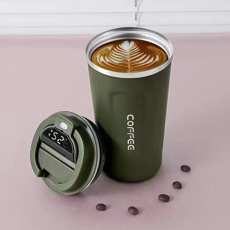 Insulated Coffee Mug Smart Temperature Display Coffee Cup Stainless Steel Thermos Cup Travel Water Bottle Car Office Water Cups
