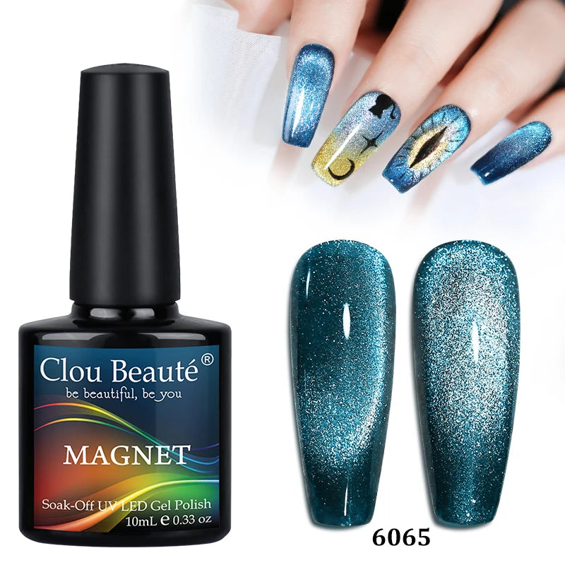 Clou Beaute Red Green Crystal Cat Eye Magnetic Gel Nail Polish 9D Galaxy Effect Holographic Reflective UV LED Varnish Nail Art