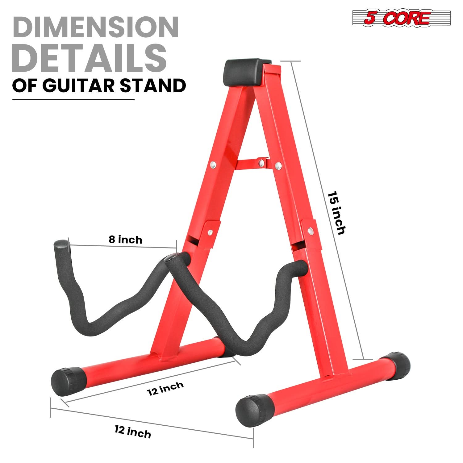 5 Core Guitar Stand A Frame Shape w Soft Foam Arm Non Slip Rubber for Acoustic Electric Bass Ukulele-2