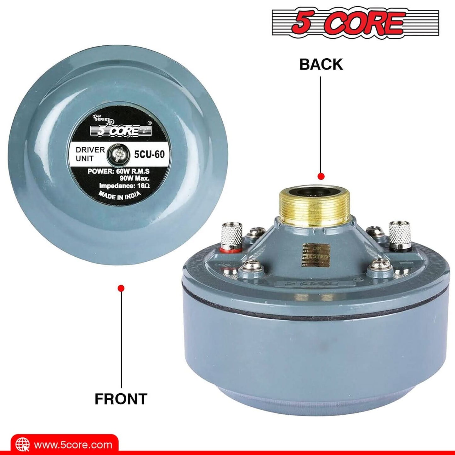5 Core PA Horn Speaker 600W PMPO Compression Driver in 22 Inch Trumpet Throat Loud Audio System-4