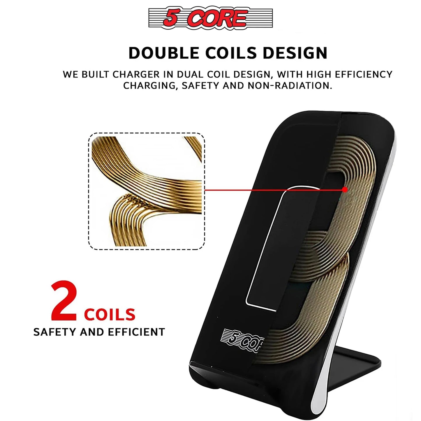 5 Core Wireless Charger 15W Max Fast Wireless Charging Pad Glass Top Pair Boostcharge Slim USB-C CDKW03
