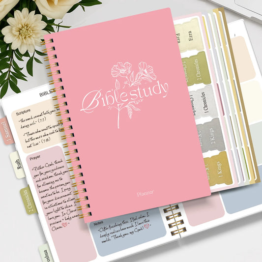 Bible Study Journal with Colorful Scripture Stickers–SOAP Method Prayer Notebook with Tabs for Bible Books,Christian Gift