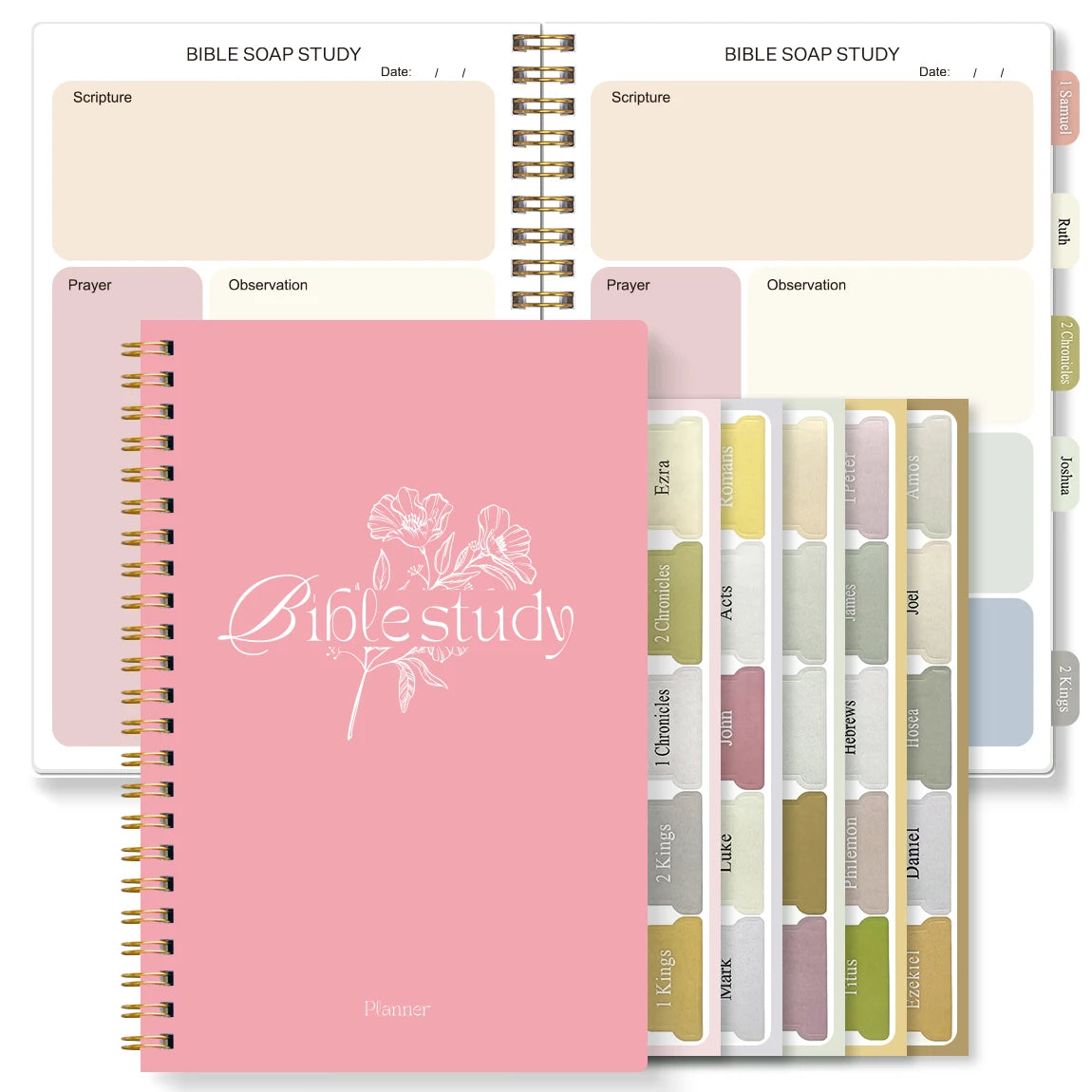 Bible Study Journal with Colorful Scripture Stickers–SOAP Method Prayer Notebook with Tabs for Bible Books,Christian Gift
