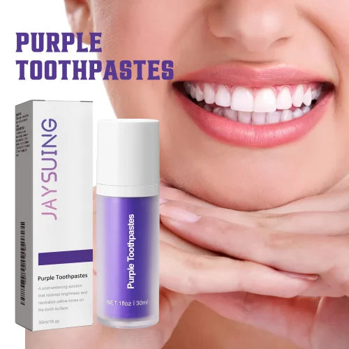 Jaysuing Purple Tooth Whitening Toothpaste  Cleaning Stains Bad Breath  Care For Gums White toothpaste