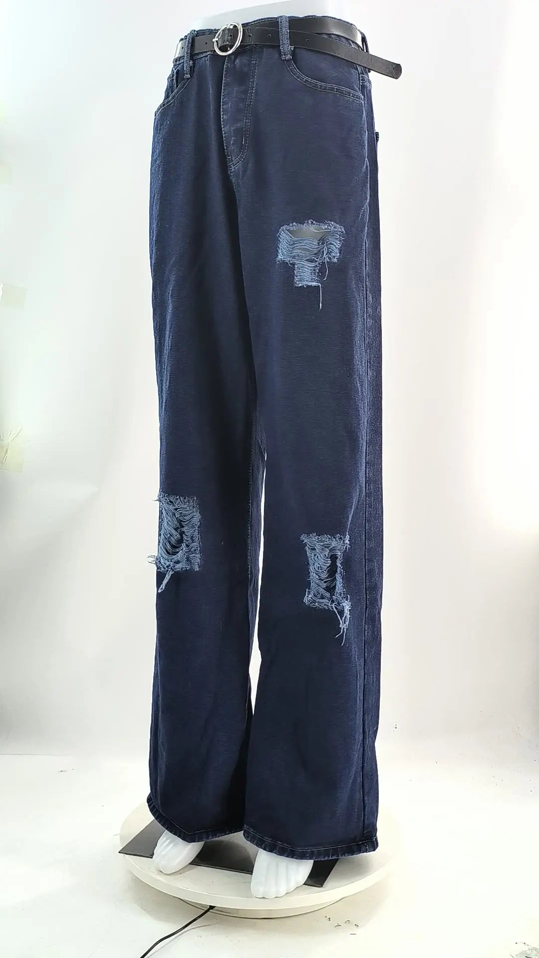 Hot Sale New Casual Wide Leg Ripped Straight Leg Women's Trousers Fashion Ladies Jean