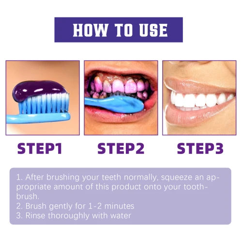 Jaysuing Purple Tooth Whitening Toothpaste  Cleaning Stains Bad Breath  Care For Gums White toothpaste