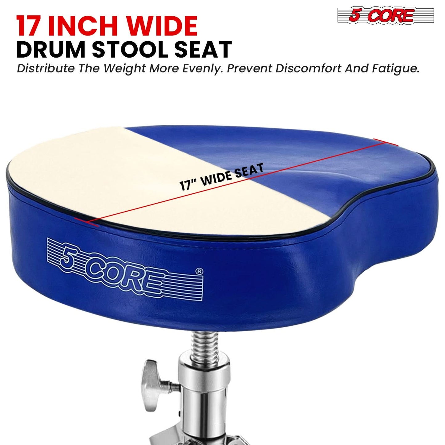 5 Core Drum Throne 4" Padded Guitar Stool Drummer Chair Adjustable Musician Seat-3