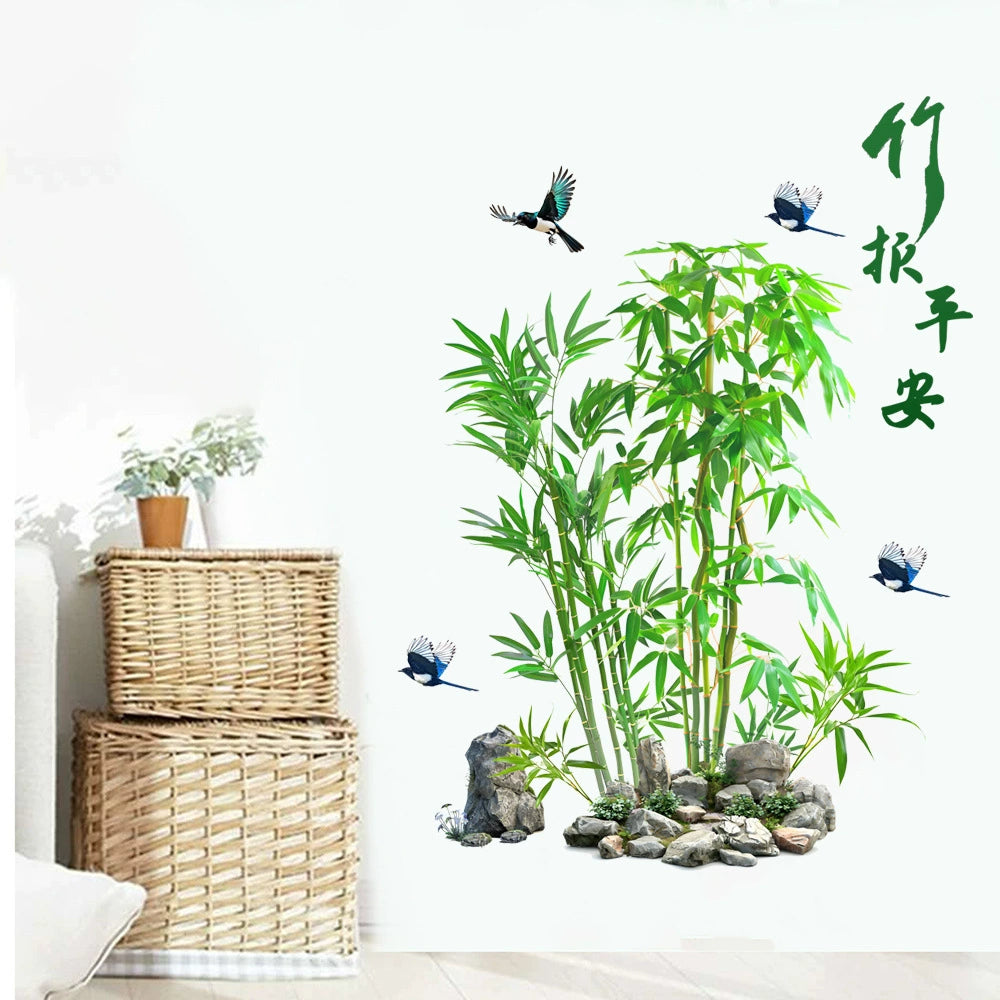 Vertical Self-Adhesive Entrance Painting Bonsai Artificial Green Plant