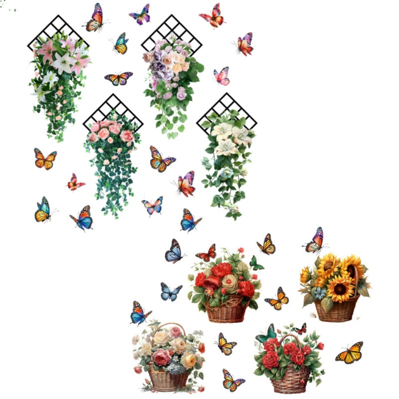 Vertical Self-Adhesive Entrance Painting Bonsai Artificial Green Plant
