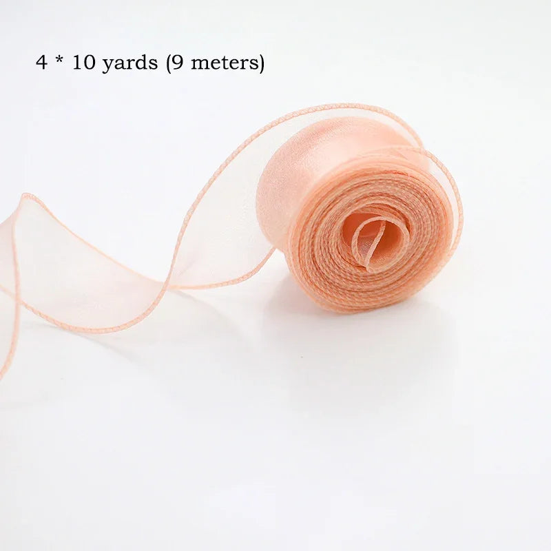 10 size/roll ribbon yarn satin for DIY handicraft gift wrapping decoration wedding bouquet wreath sewing supplies