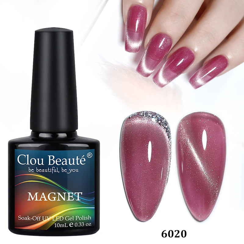 Clou Beaute Red Green Crystal Cat Eye Magnetic Gel Nail Polish 9D Galaxy Effect Holographic Reflective UV LED Varnish Nail Art