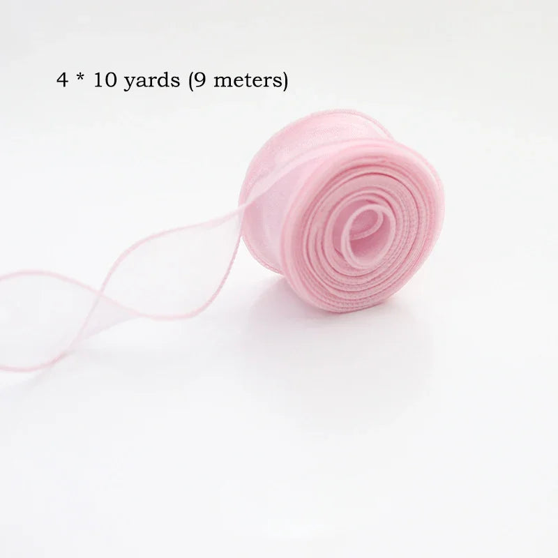 10 size/roll ribbon yarn satin for DIY handicraft gift wrapping decoration wedding bouquet wreath sewing supplies