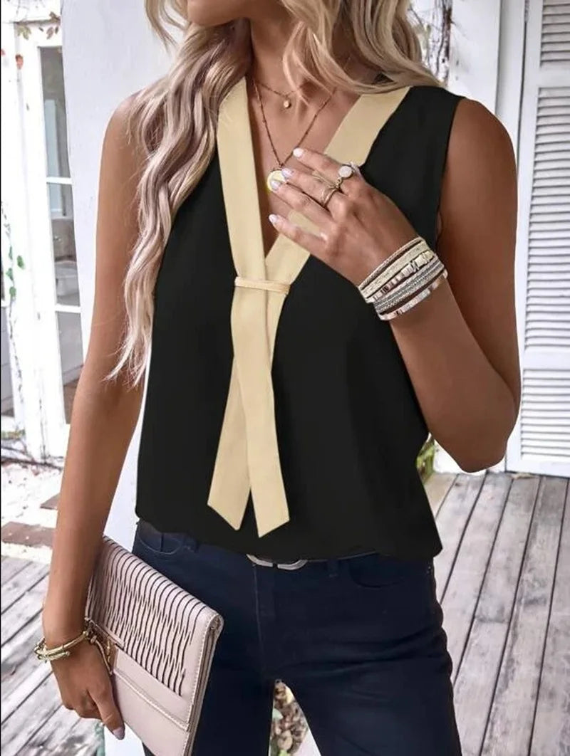 Solid Casual Loose Sleeveless Blouses For Women Fashion Summer Women's Oversized Shirts And Blouses Elegant Youth Female Tops