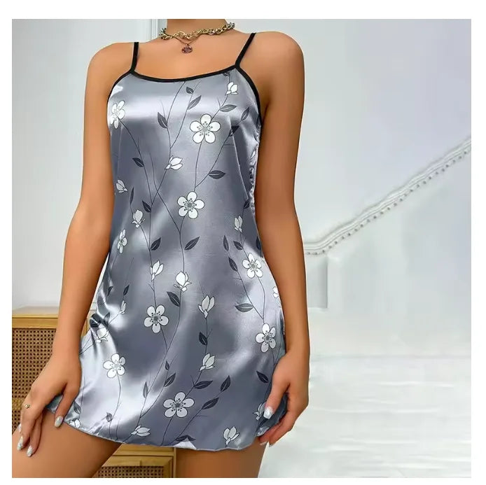Sleepwear Women's Sexy Lingerie Heart Print Nightdress Scoop Neck Criss Cross Back Sleepdress Nightgowns Pajamas Nighties