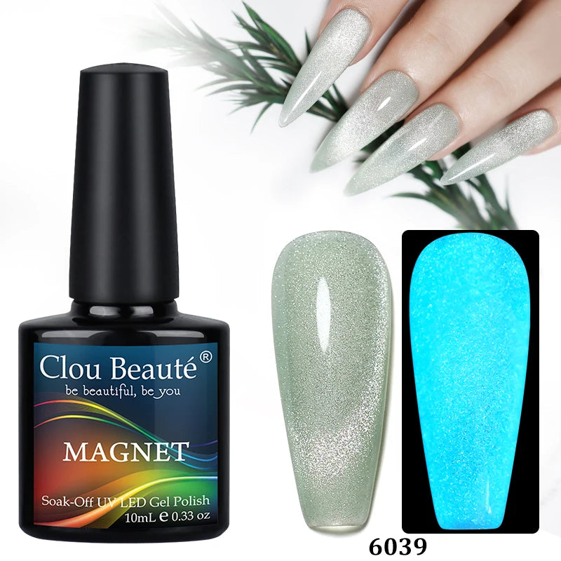 Clou Beaute Red Green Crystal Cat Eye Magnetic Gel Nail Polish 9D Galaxy Effect Holographic Reflective UV LED Varnish Nail Art