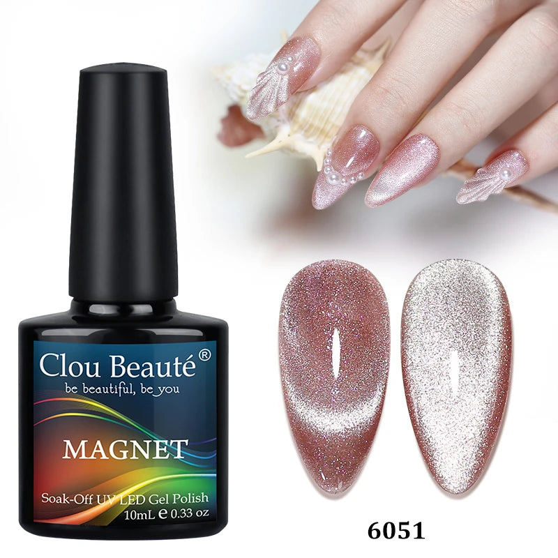 Clou Beaute Red Green Crystal Cat Eye Magnetic Gel Nail Polish 9D Galaxy Effect Holographic Reflective UV LED Varnish Nail Art